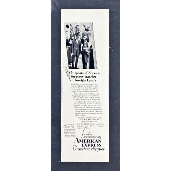 American Express Travelers Checks "for safety and spendability"Vtg Print Ad 1929 - Picture 3 of 3